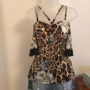Venus animal print lace top